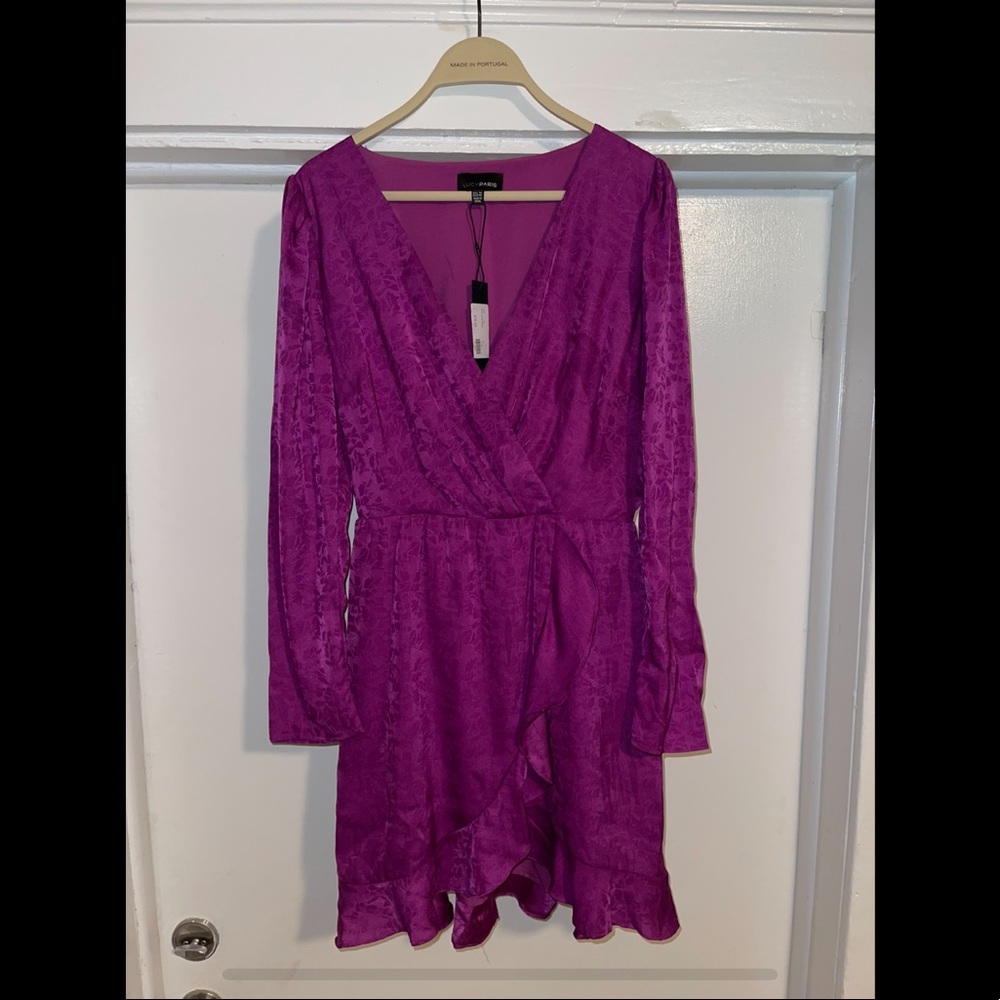 Short long sleeve purple dress